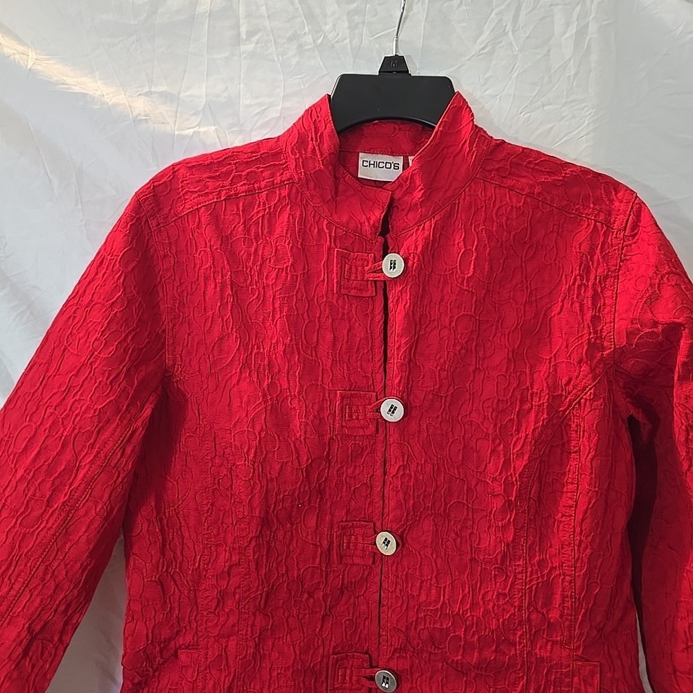 Chicos Button Down Top Light Jacket Cardigan Crin… - image 2